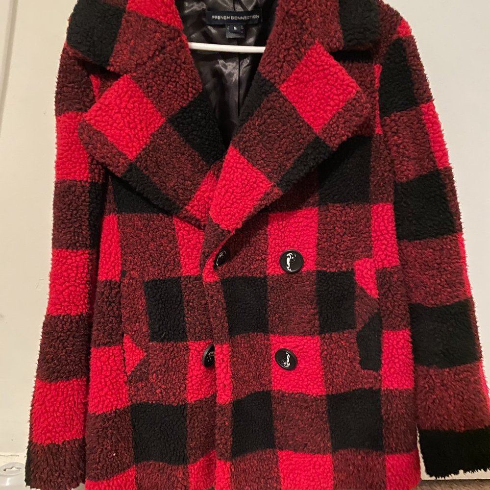 FRENCH CONNECTION - FAUX FUR COAT MEDIUM